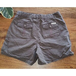 Columbia hiking flat front cargo shorts womens 8 green khaki w 4.5" inseam